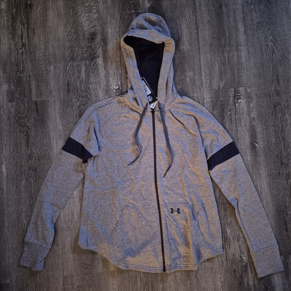Under Armour Gray Full-Zip Hoodie with Navy Accents
